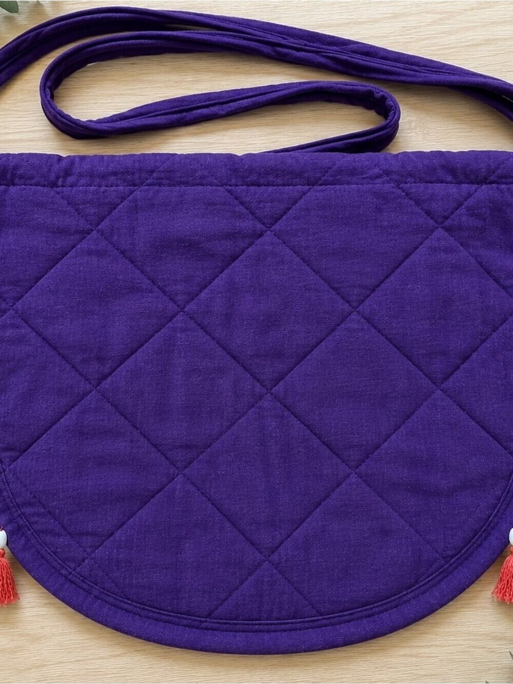 Boho Purple Embroidered Crossbody Messenger Bag with Mirror Work & Tassels - Picture 3 of 4